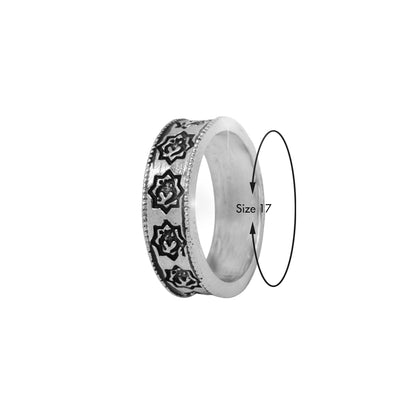 Sterling Silver EterKnight Antique Floral Oxidised Ring for Men