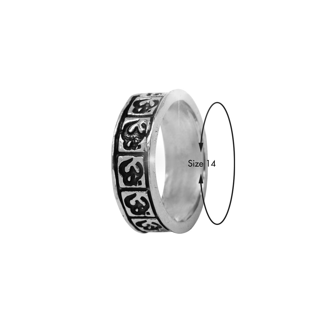 Sterling Silver EterKnight Om Motif Spiritual Ring for Men
