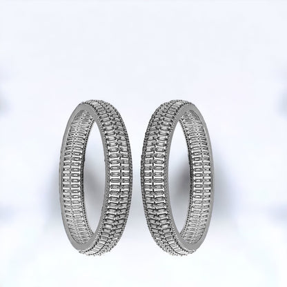 Stone Bangle Pair With Bell Drops For Women & Girls