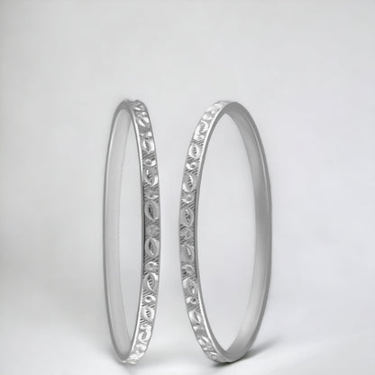 Silver Sleek Design Bangle Pair For Women & Girls
