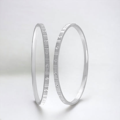 Pure 925 Sterling Silver Simple Sleek Kids Bangle Pair