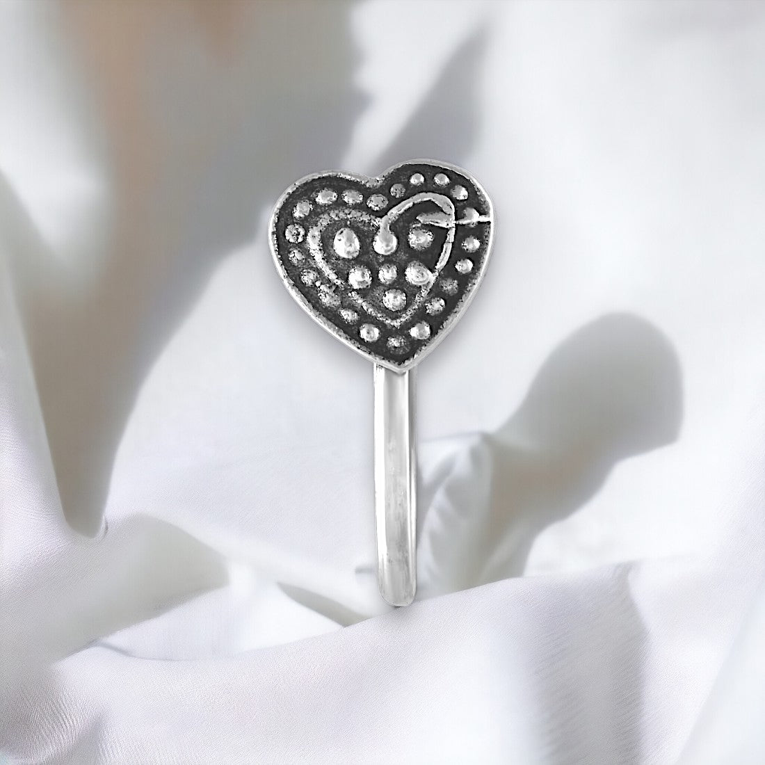 Moon Tarnish Oxidized Love Nose Stud For Women & Girls