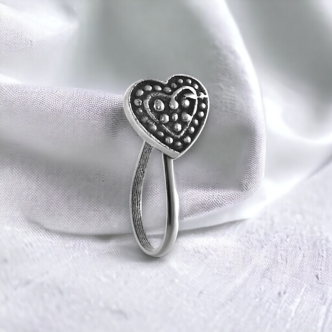 Moon Tarnish Oxidized Love Nose Stud For Women & Girls