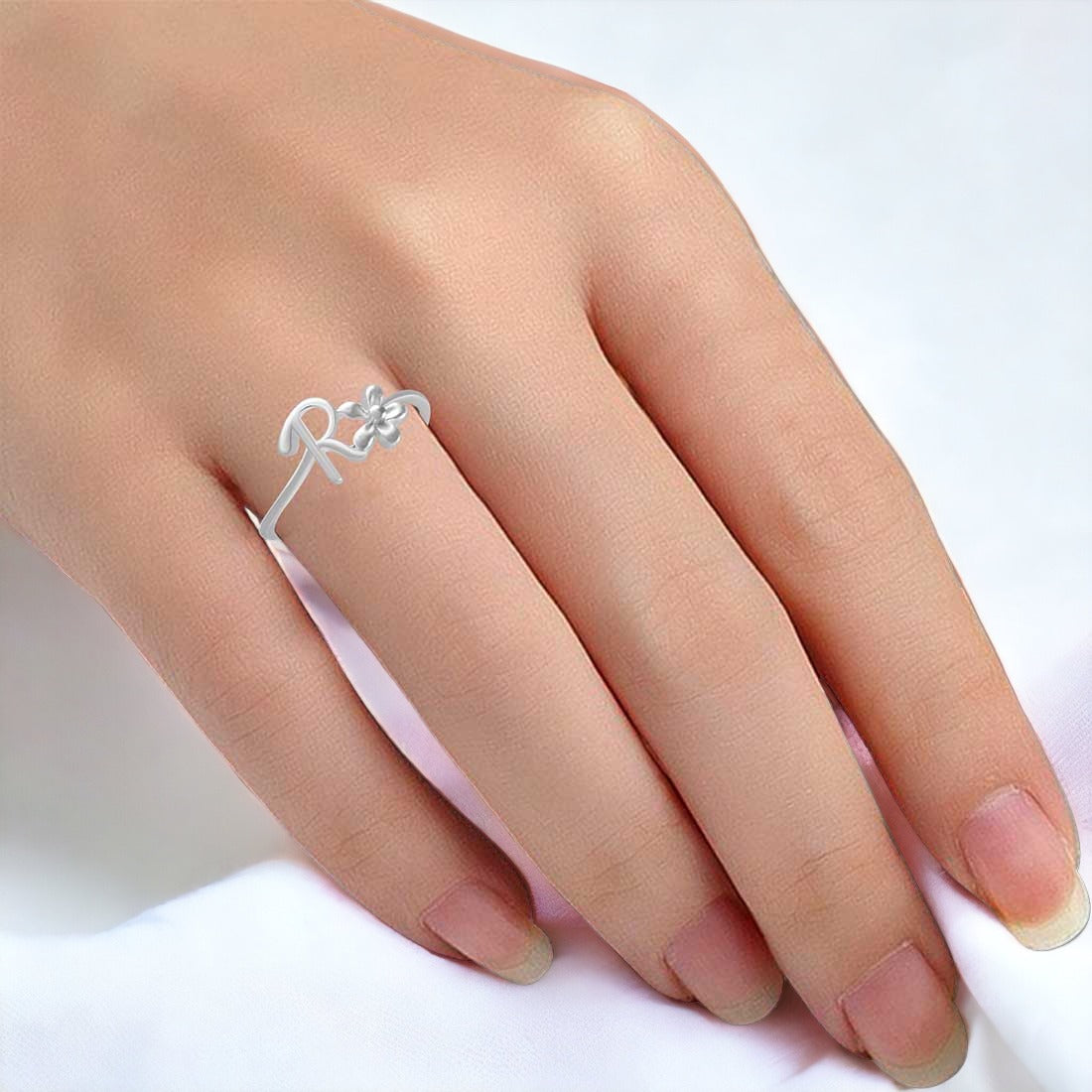 Girl Letter Finger Rings Initial Letter Alphabet Rings A Z Silver