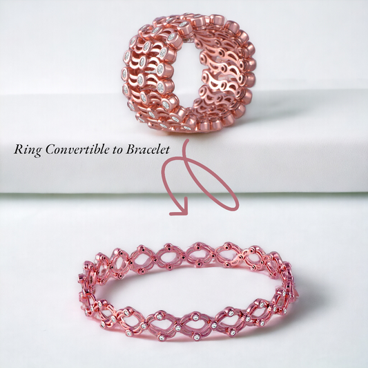 Rosegold Bracelet Cum Ring For Women & Girls