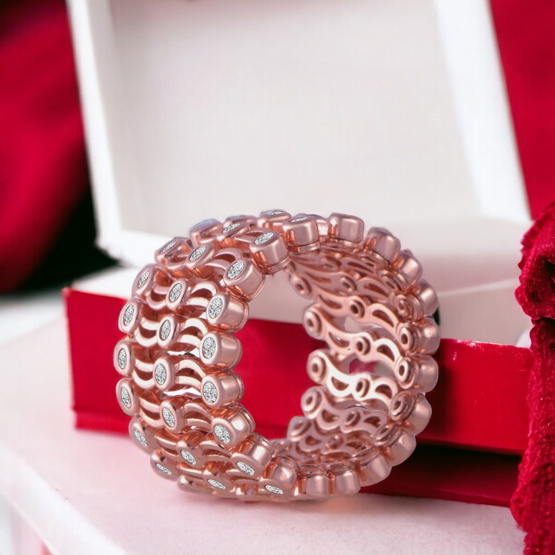 Rosegold Bracelet Cum Ring For Women & Girls