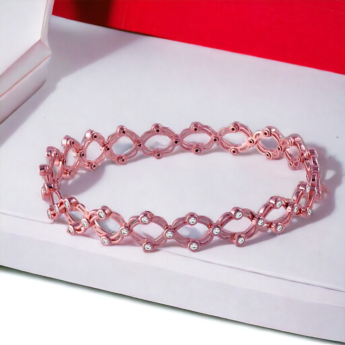 Rosegold Bracelet Cum Ring For Women & Girls