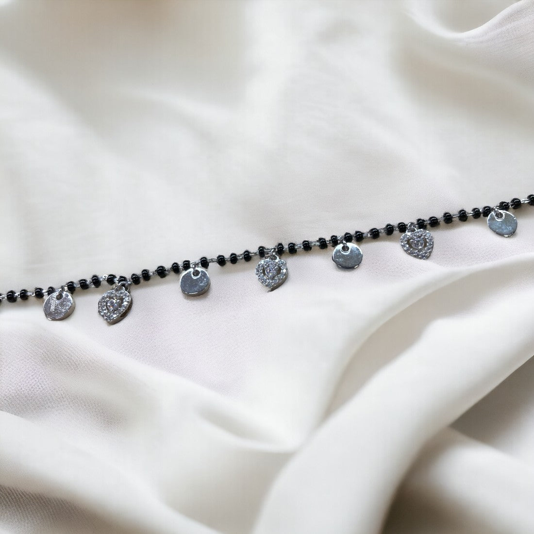 Heart With Beads Charm Bracelet For Women & Girls