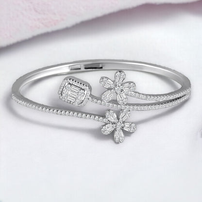 Zicron Flower Stud Bracelet And Ring Set
