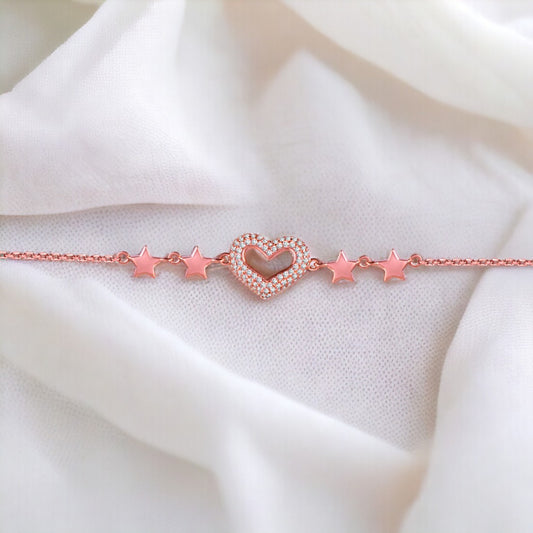 Heart And Star Rose gold Bracelet