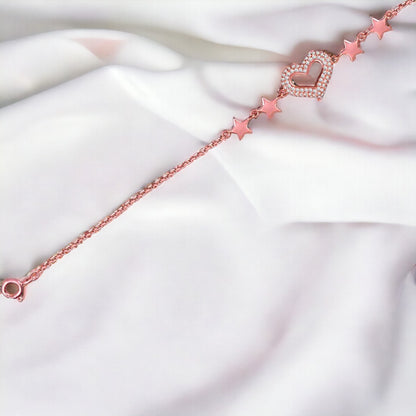 Heart And Star Rose gold Bracelet