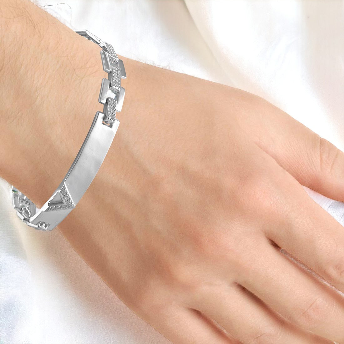 Silver V Shaped Bracelet For Men Boys