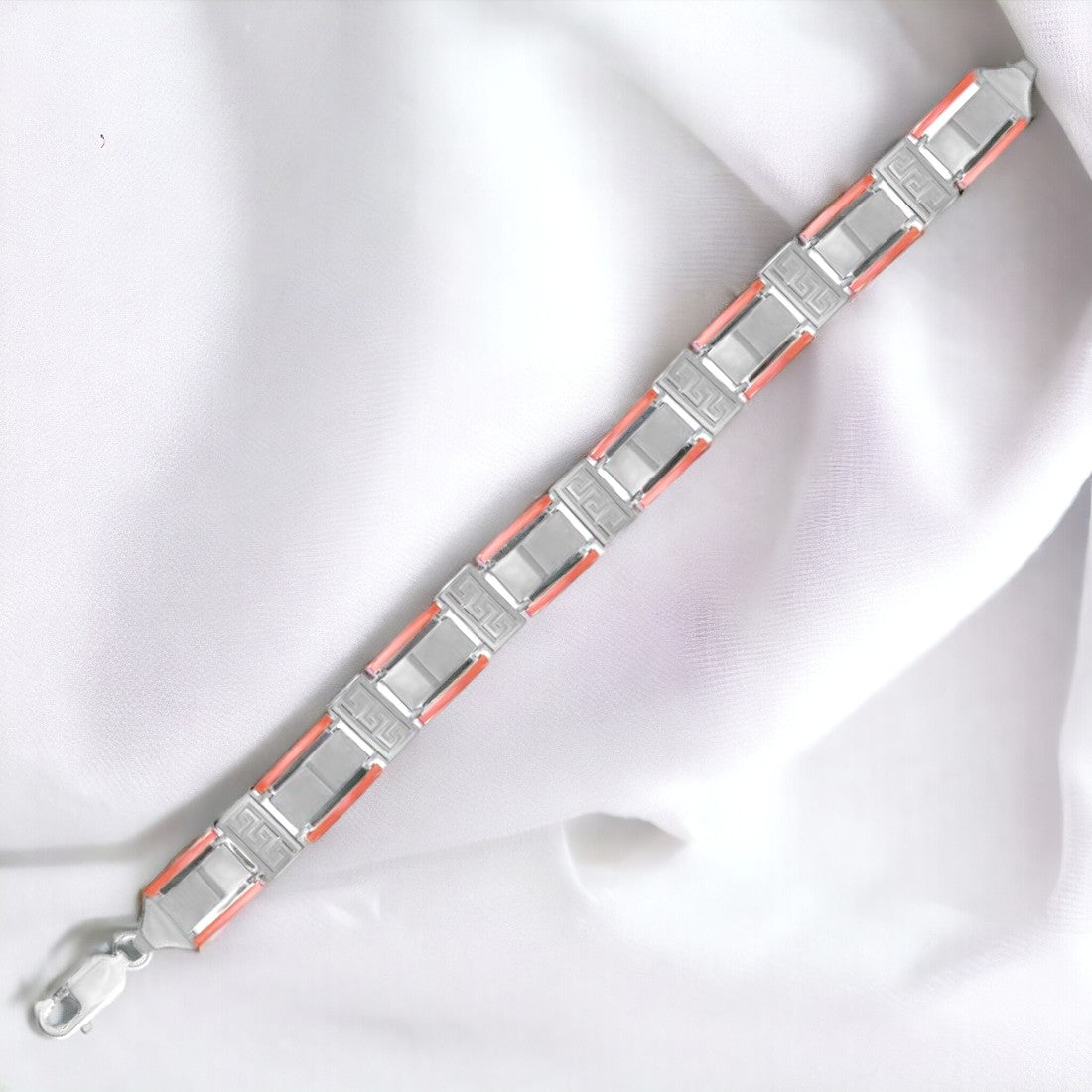 Rose Gold And Silver Rectangle Bracelet Men & Boys