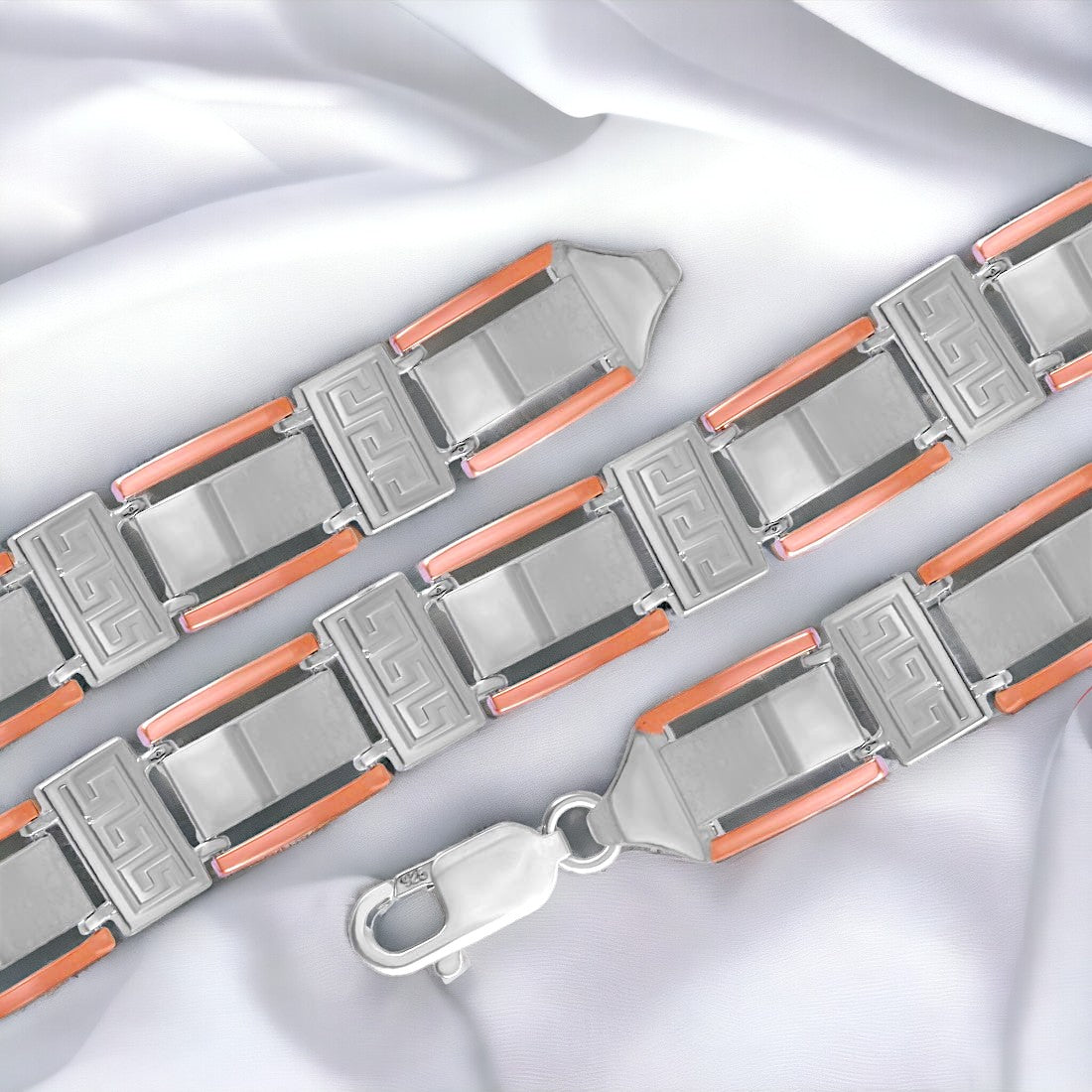 Rose Gold And Silver Rectangle Bracelet Men & Boys