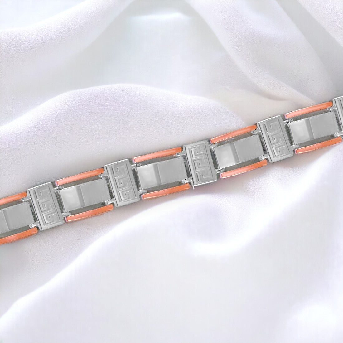 Rose Gold And Silver Rectangle Bracelet Men & Boys