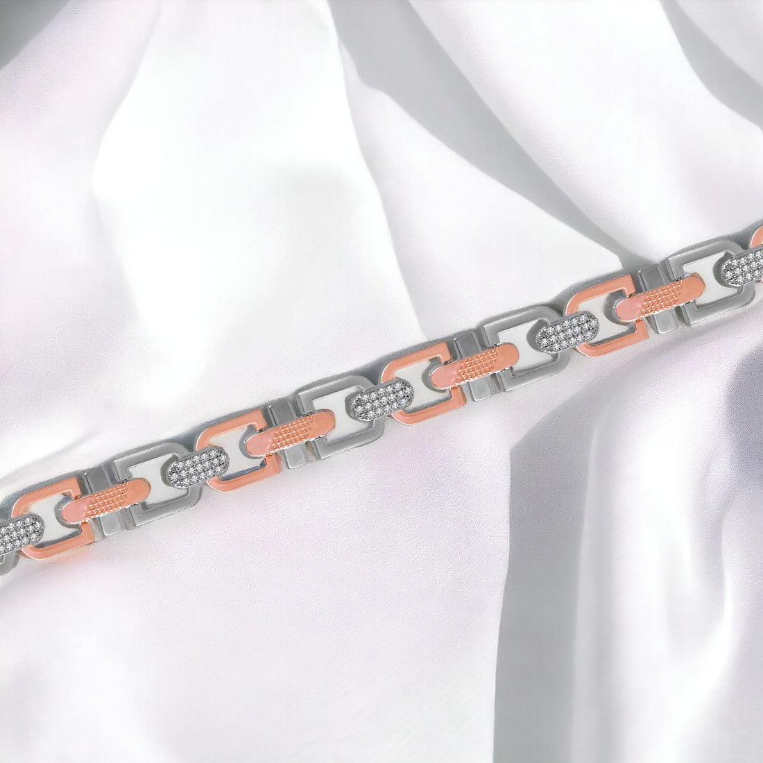 Sterling Silver EterKnight Studded Link Chain Bracelet Men & Boys