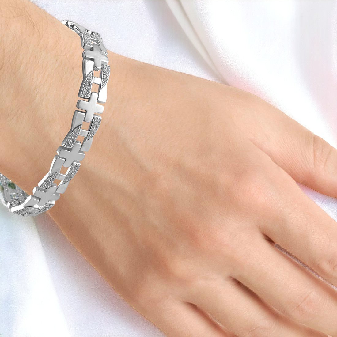 Cross Link Studded Bracelet Men & Boys