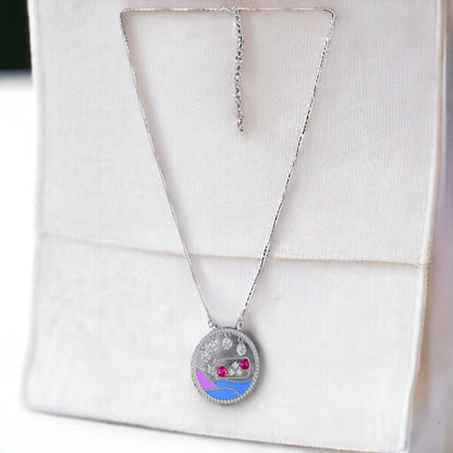 Round Message Bottle Pendant(with chain)