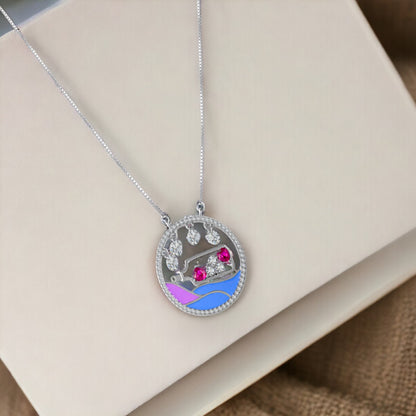 Round Message Bottle Pendant(with chain)