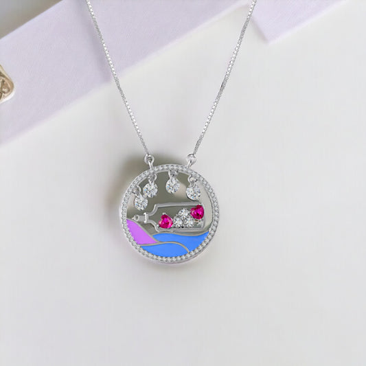Round Message Bottle Pendant(with chain)