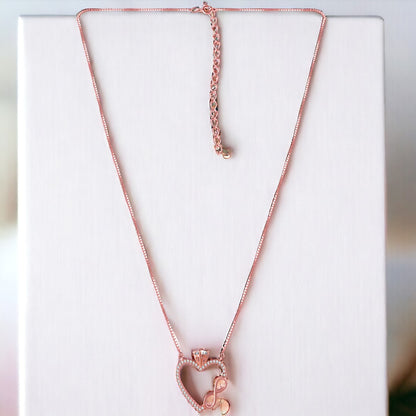 Rose gold Infinity Heart With Crown Pendant(with Chain)
