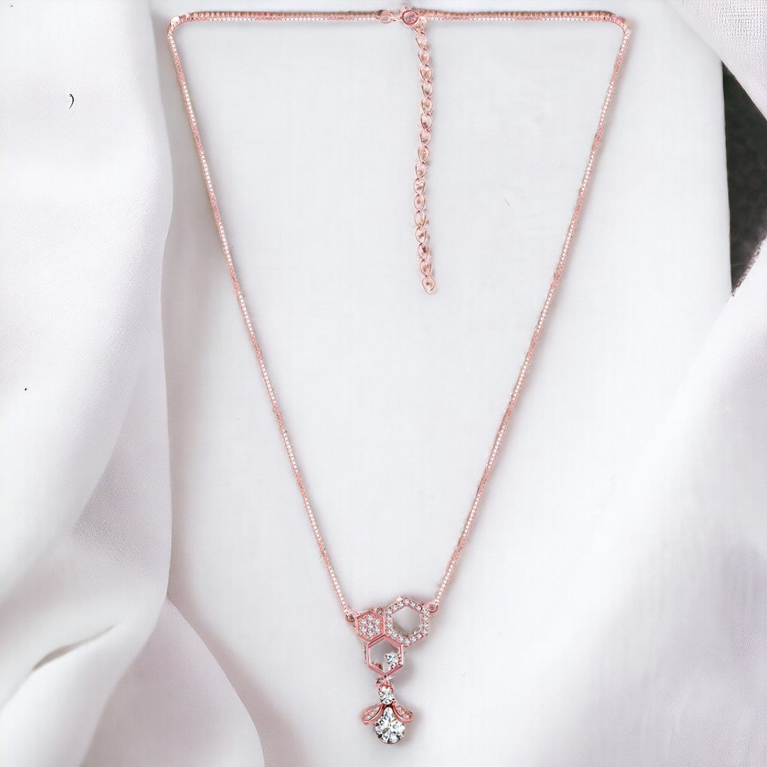 Rosegold Bee Hanging Hive Chain Pendant For Women & Girls