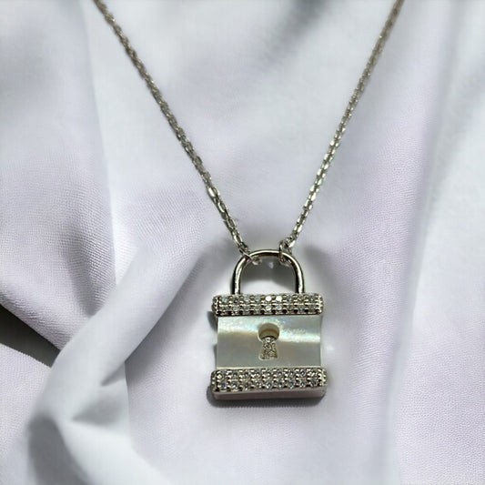 Mother Of Pearl Lock Chain Pendant