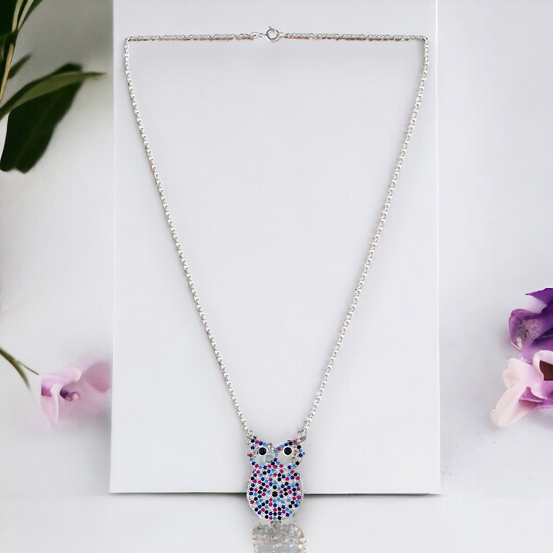 Multi Colour Owl Chain Pendant