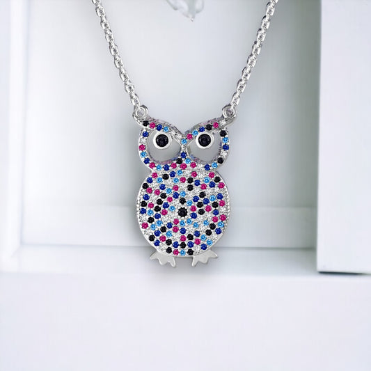Multi Colour Owl Chain Pendant