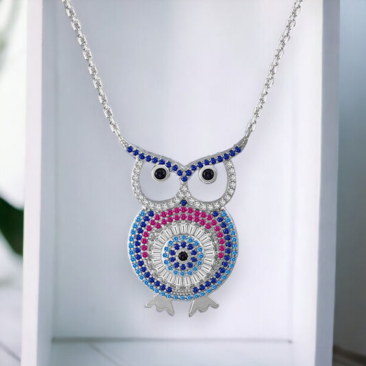 Multi Colour Big Owl Chain Pendant