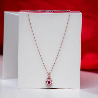 Rosy Heart Shaped Pendant For Women & Girls