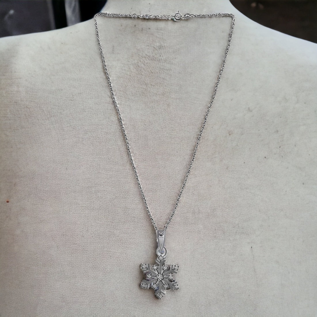Silver Snow Flake Set(with chain) For Women & Girls