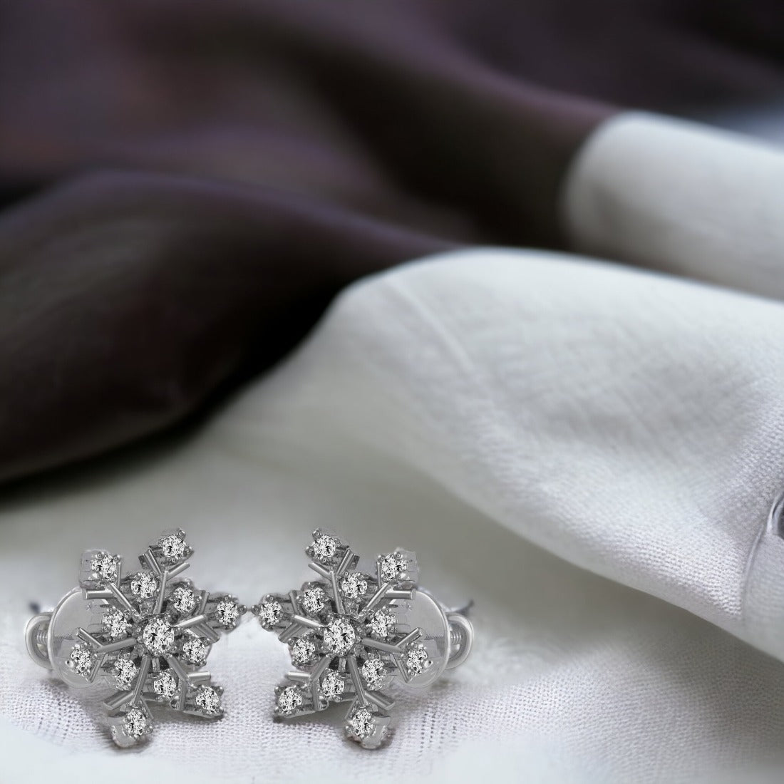 Silver Snow Flake Set(with chain) For Women & Girls