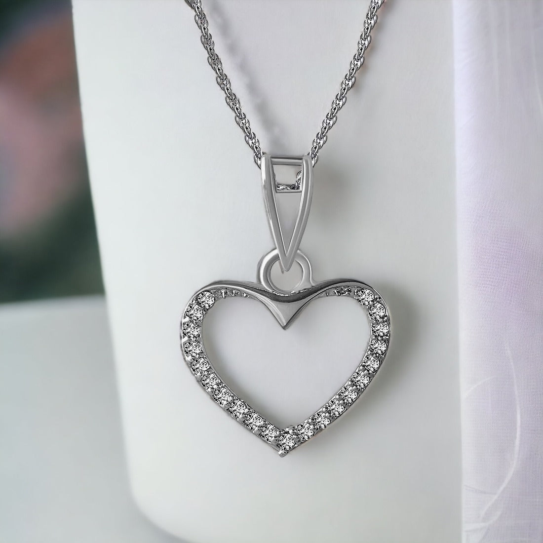 Silver Heart Jewel Set(with chain)  For Women & Girls