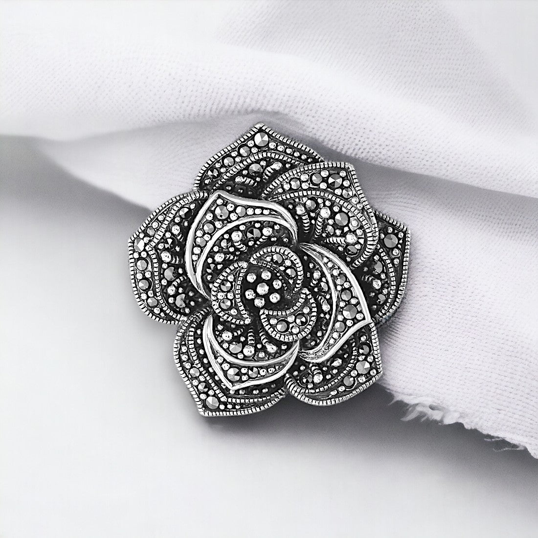 Moon Tarnish Oxidized Flower Brooch Cum Pendant For Men & Women