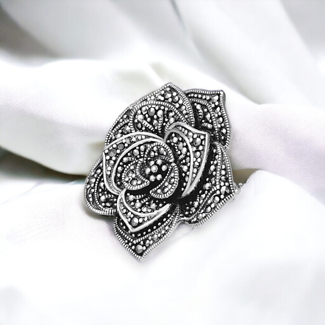 Moon Tarnish Oxidized Flower Brooch Cum Pendant For Men & Women