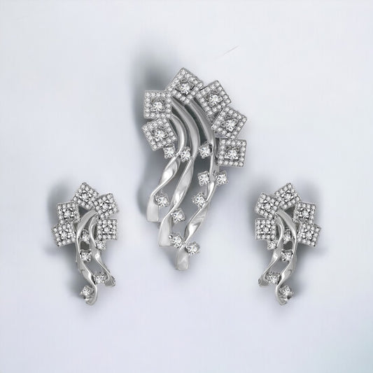 Square & Spiral Pendant And Earring Set
