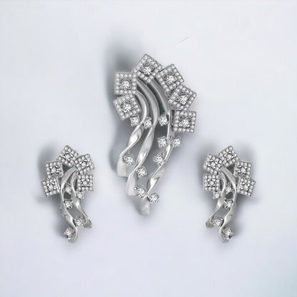 Square & Spiral Pendant And Earring Set(Without Chain)