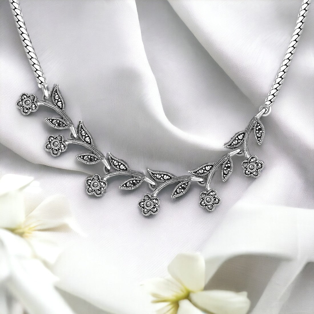 Moon Tarnish Oxidized Leaf Oxidized Necklace And Earring Set