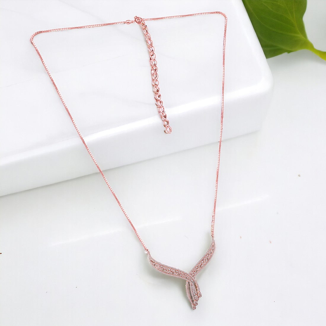 Rose gold Bib Motif Necklace