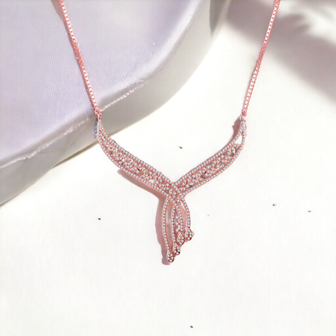 Rose gold Bib Motif Necklace