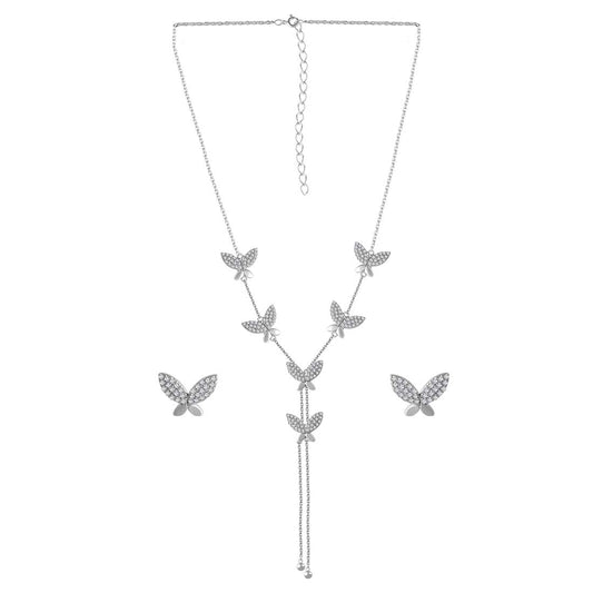 Butterfly Necklace with Earring Set for Woman and Girls