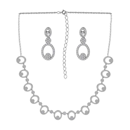 Round Shape Stone Studded Necklace with Earring Set for Woman and Girls