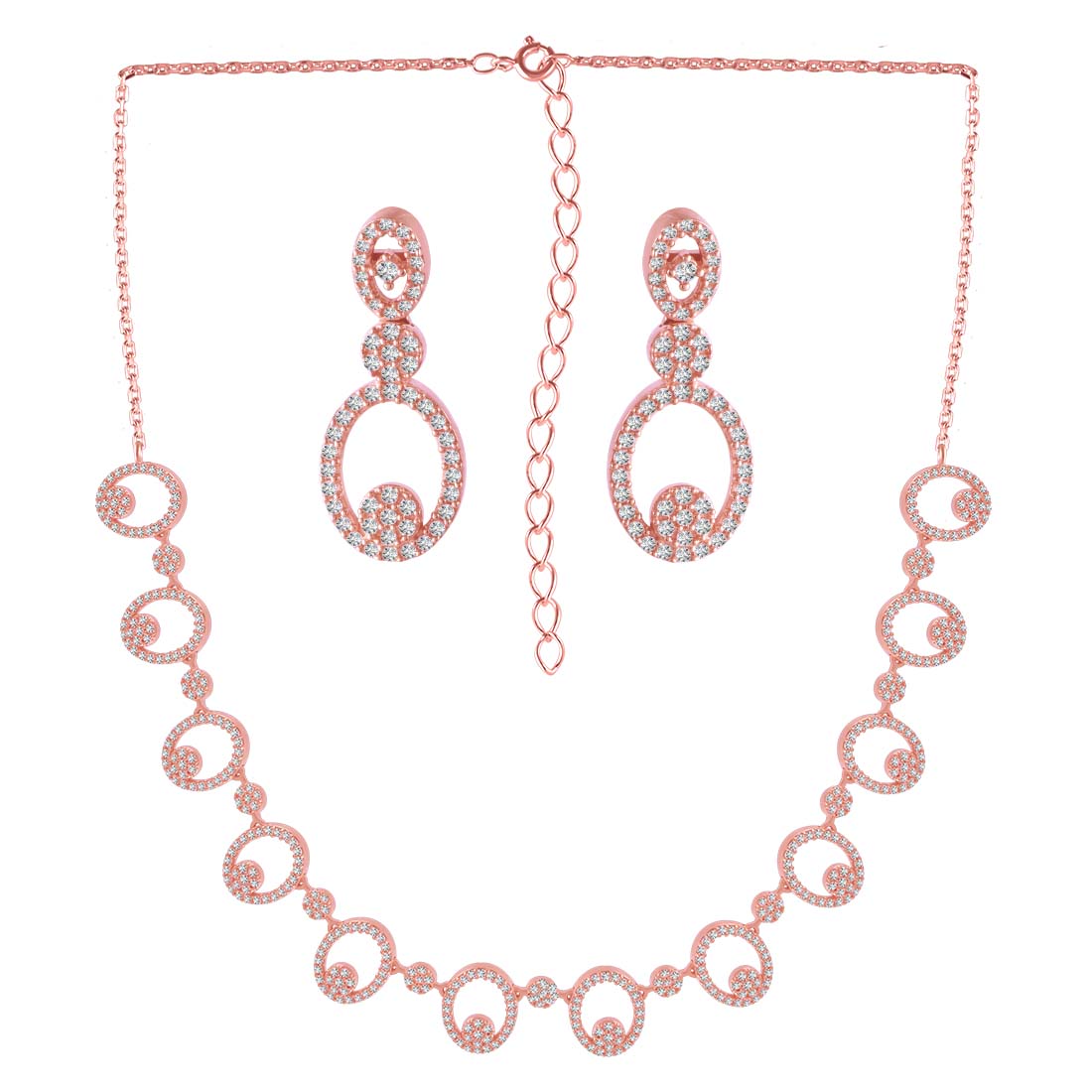 Round Shape Stone Studded Necklace with Earring Set for Woman and Girls