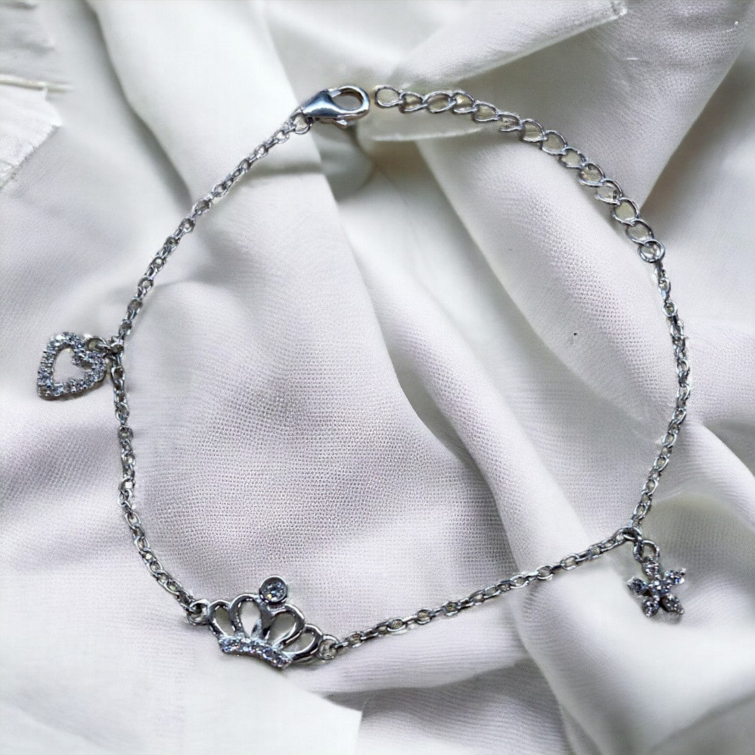 Crown Charm Bracelet For Women & Girls