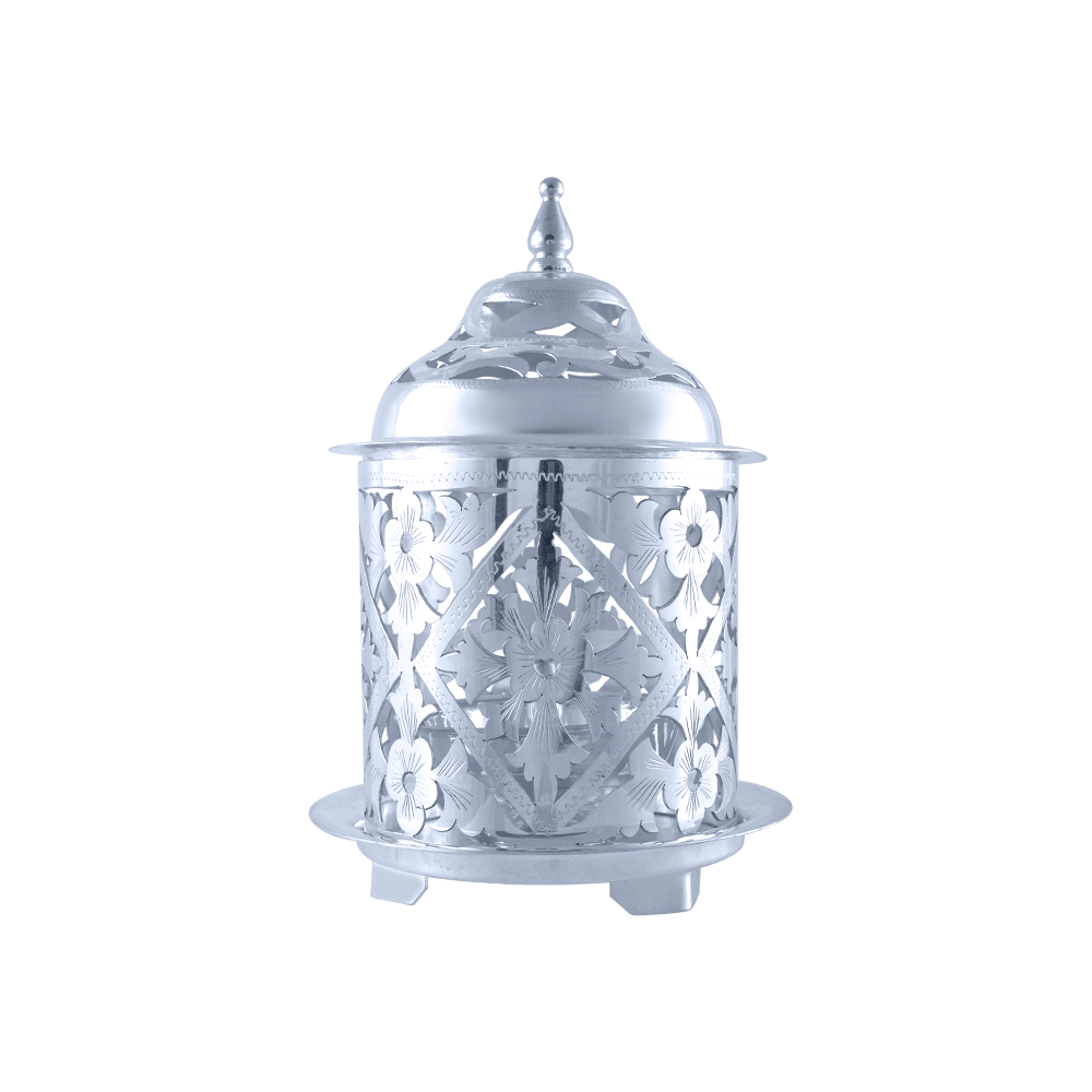Silver Puja Diya Holder