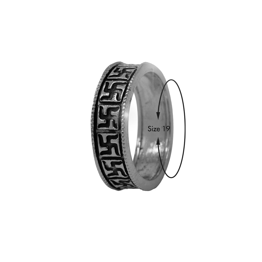 Sterling Silver EterKnight Auspicious Swastik Oxidised Ring for Men
