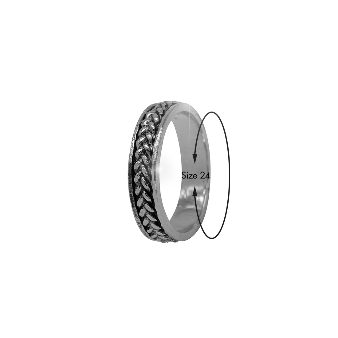 Sterling Silver EterKnight Curb Chain Oxidised Band Ring for Men