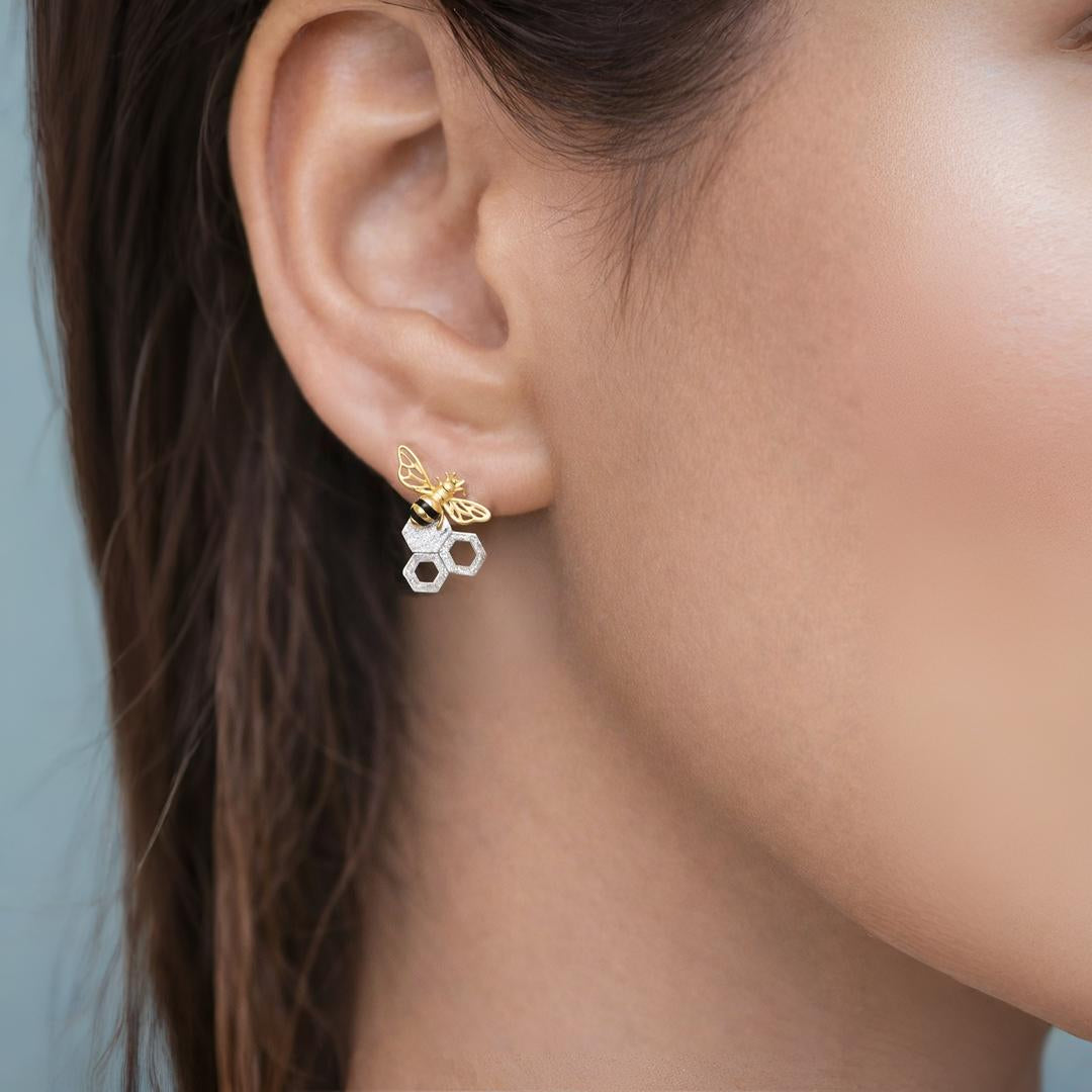 Sterling Silver Cute Bee Stud Earrings for Girls & Women
