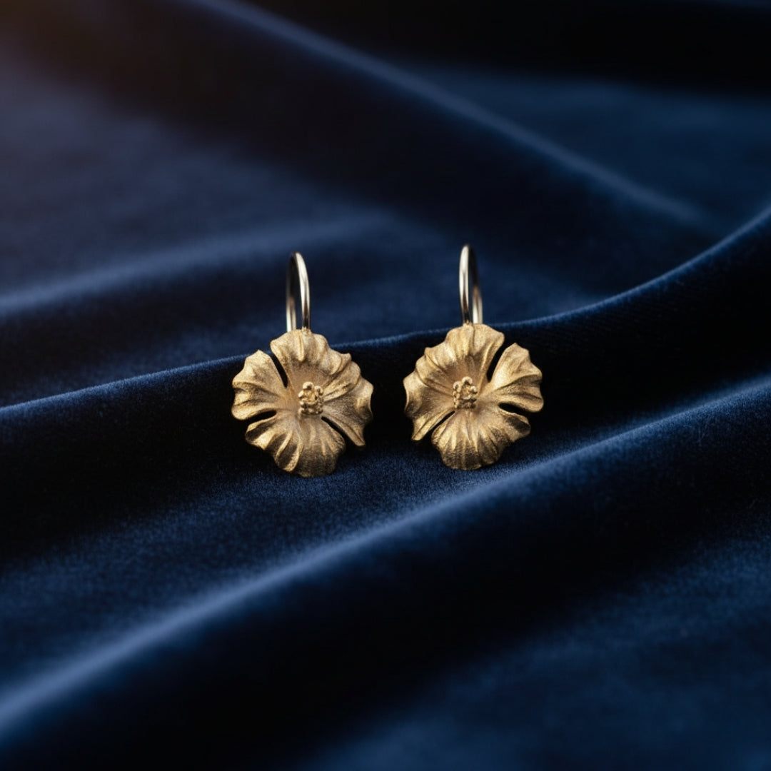 Sterling Silver Hibiscus Flower Earring for Women and Girls